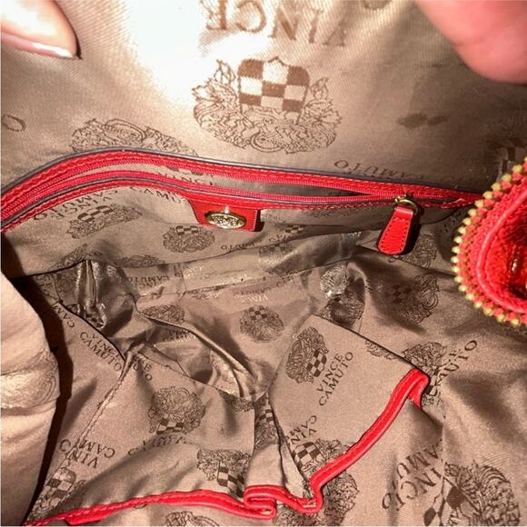 Vince Camuto Red Leather Women's Shoulder Handbag w dust bag - Picture 4 of 7